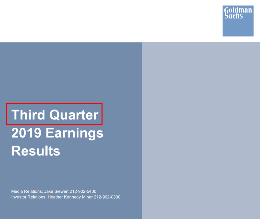 Goldman Sachs Quarterly report