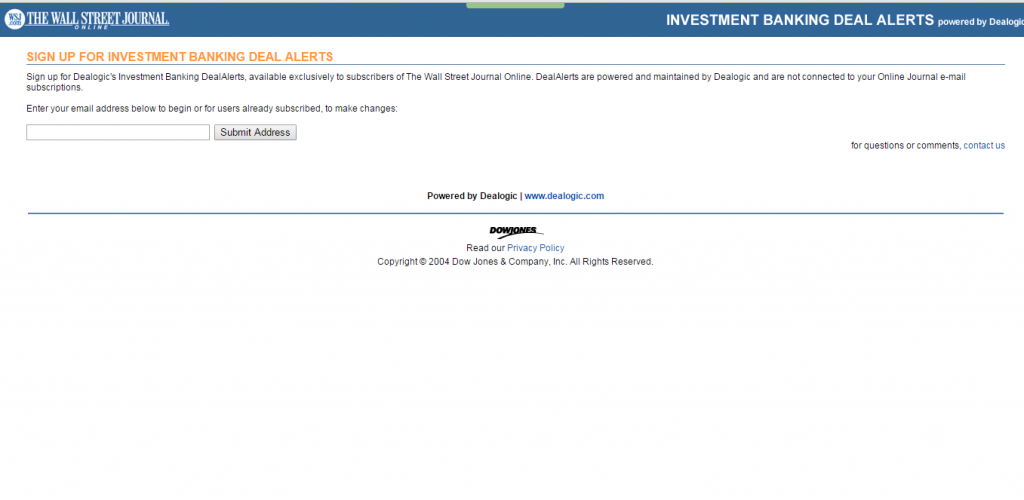 Investment Banking Deal Alerts