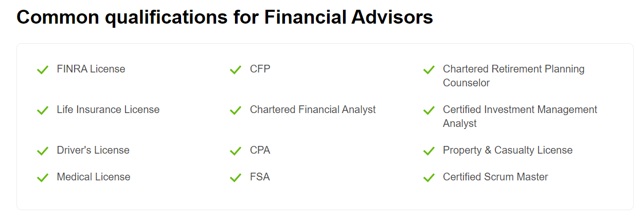 Financial Advisors Qualification