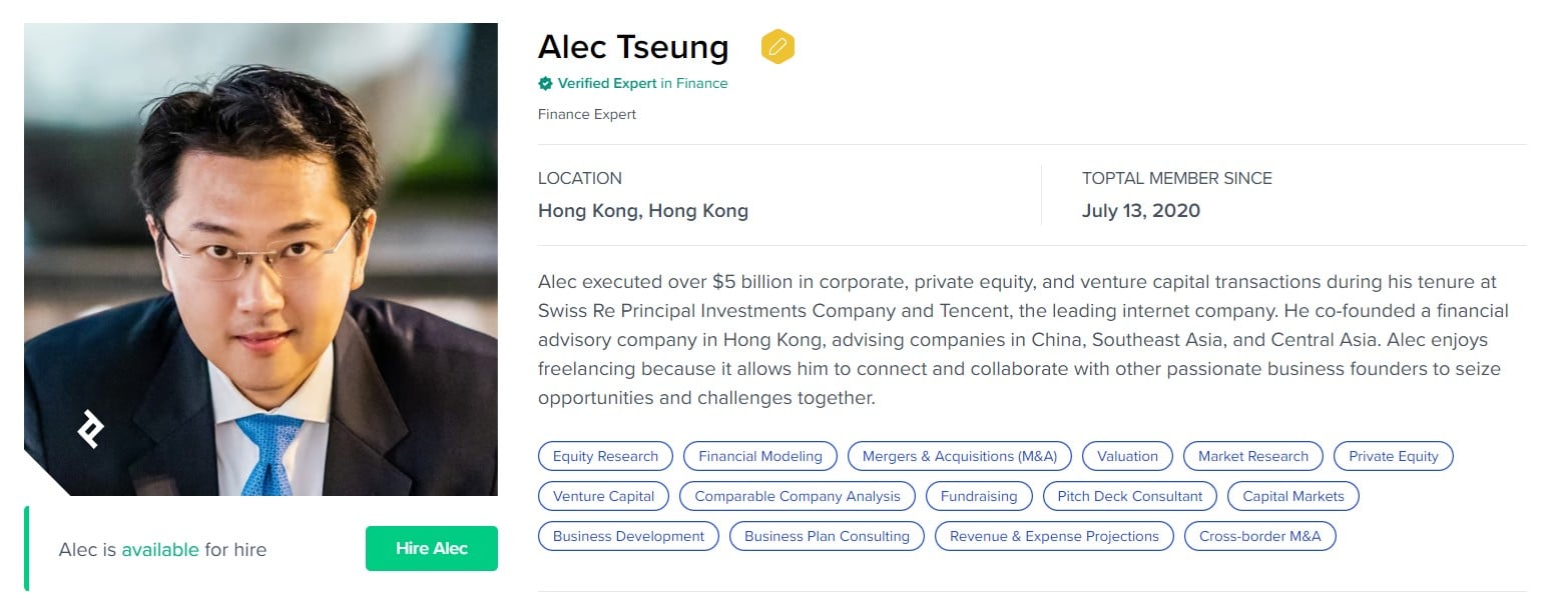 Blockchain Consultant - Alec Tseung