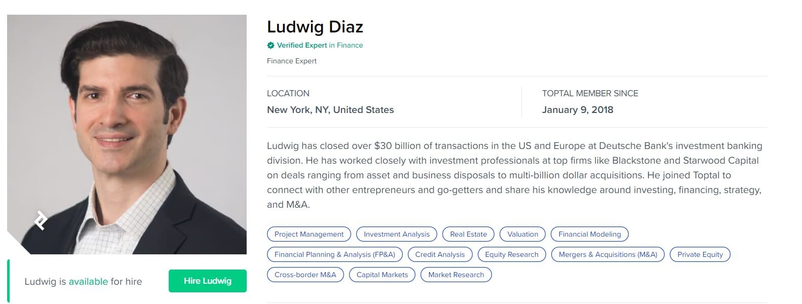 Financial Modeling Consultant - Ludwig Diaz