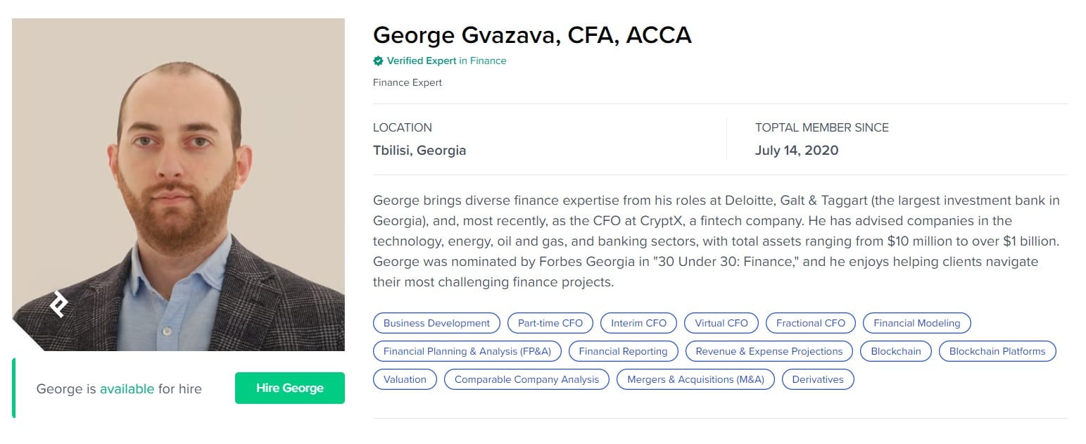 Blockchain Consultant - George Gvazava, CFA, ACCA